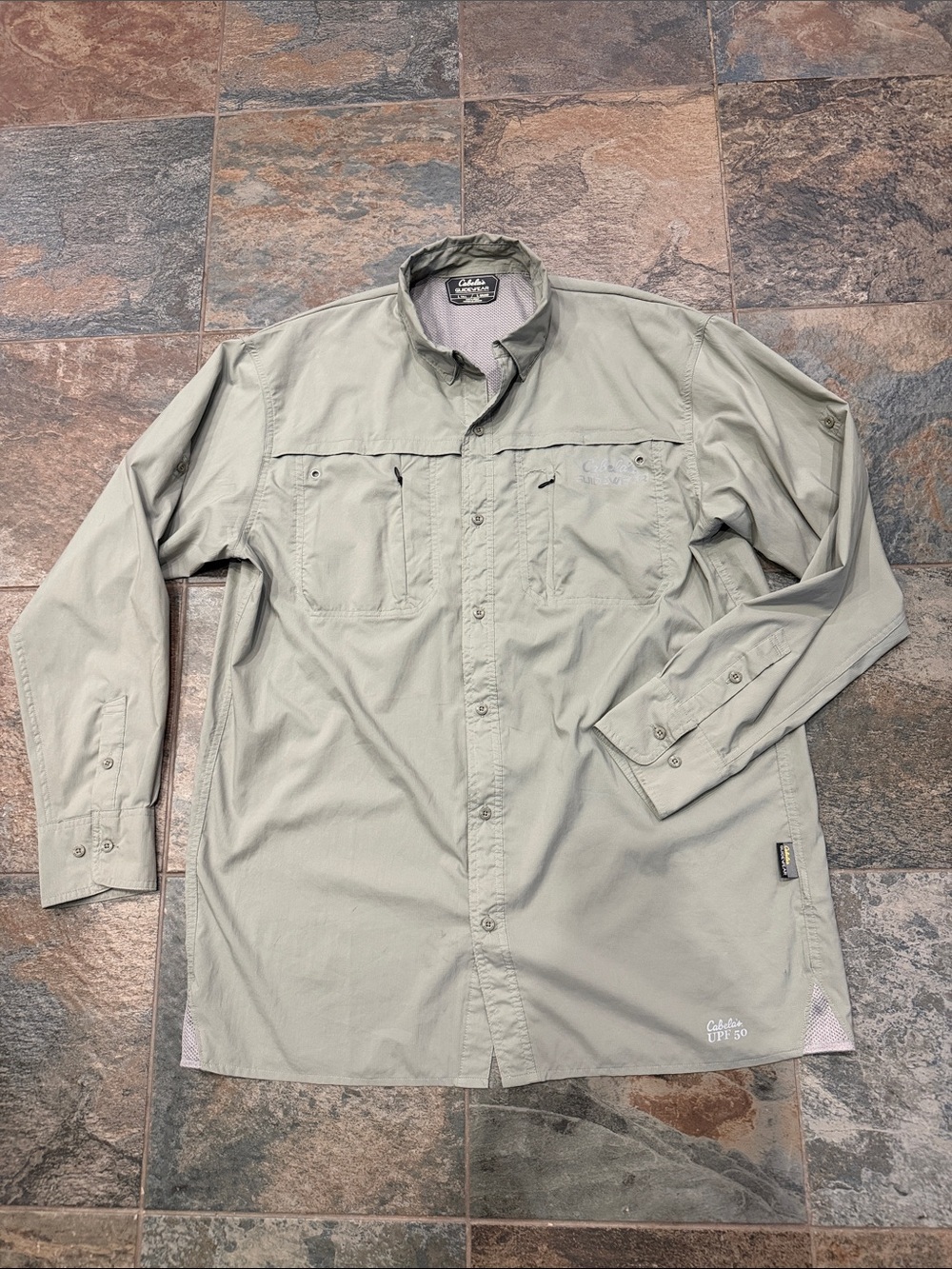 Cabela's Olive Green Men's Long-Sleeve Button-Down Shirt